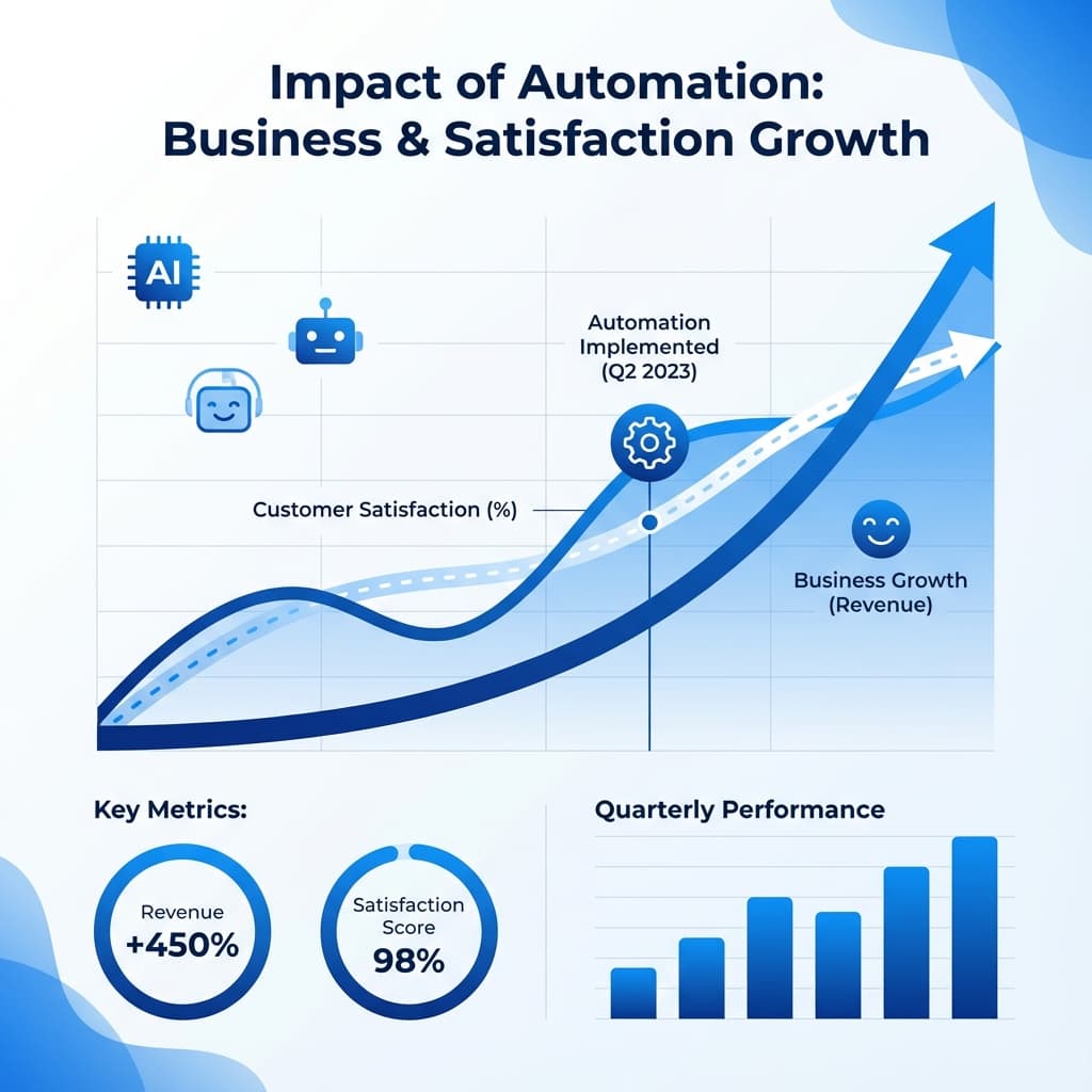 Gráfico de crecimiento empresarial con automatización